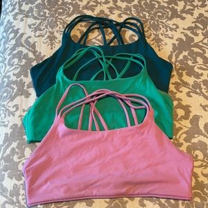 Lot of 3 Athleta strappy sports bras L